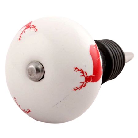Red Standing Rein Deer Pattern Ceramic Wine Stopper